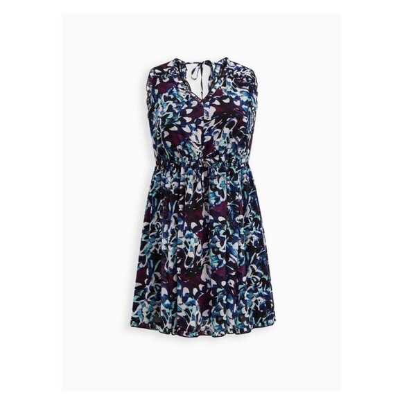 Torrid Mini Ruffle Trim Dress Chiffon Floral Multi-Color Plus Size 1X NWT - Picture 4 of 12